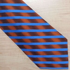 Blue and Brown Striped Silk Tie